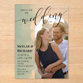 Sage Green Waterverf Join Us Arch Fotobruiloft Acryl Uitnodigingen (Voorkant)