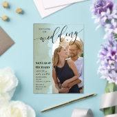 Sage Green Waterverf Join Us Arch Fotobruiloft Acryl Uitnodigingen (Insitu (Huwelijk))