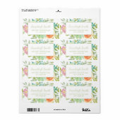 Sage Green Waterverf laat roze Oranje bloemen Etiket (Full Sheet)