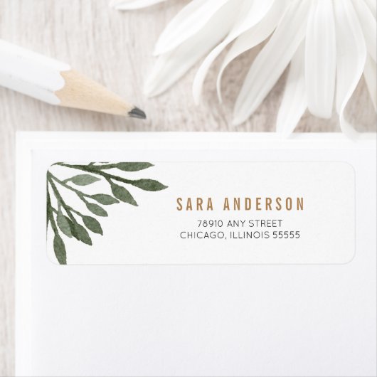 Sage Green Waterverf Leaves Etiket (Insitu)