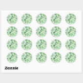 Sage Green Waterverf Leaves Ronde Sticker (Vel)