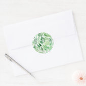 Sage Green Waterverf Leaves Ronde Sticker (Envelop)