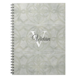 Sage Green Waterverf Monogram Naam Notitieboek