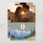 Sage Green Waterverf Mountain Foto Tafelnummer (Voorkant / Achterkant)