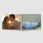 Sage Green Waterverf Mountain Wedding Foto Gast Gastenboek (Volledig)