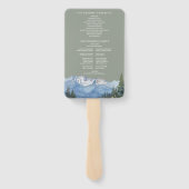 Sage Green Waterverf Mountain Wedding Programma Handwaaier (Achterkant)