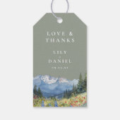 Sage Green Waterverf Mountain Wildflower Wedding Cadeaulabel (Achterkant)