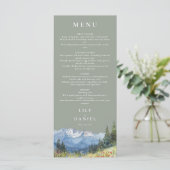 Sage Green Waterverf Mountain Wildflower Wedding Menu (Staand voorkant)