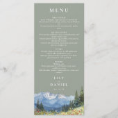 Sage Green Waterverf Mountain Wildflower Wedding Menu (Voorkant)