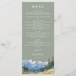 Sage Green Waterverf Mountain Wildflower Wedding Menu