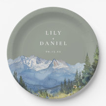 Sage Green Waterverf Mountain Wildflower Wedding