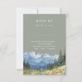 Sage Green Waterverf Mountain Wildflower Wedding RSVP Kaartje (Voorkant)