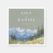 Sage Green Waterverf Mountain Wildflower Wedding Servet (Voorkant)