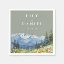 Sage Green Waterverf Mountain Wildflower Wedding