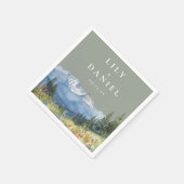 Sage Green Waterverf Mountain Wildflower Wedding Servet (Hoek)