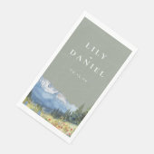 Sage Green Waterverf Mountain Wildflower Wedding Servet (Hoek)