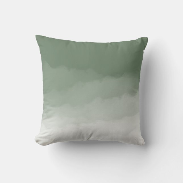 Sage Green Waterverf Ombre Kussen (Voorkant)