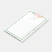 Sage Green Waterverf Peonies die worden geleend om Post-it® Notes (Schuin)