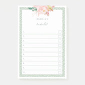 Sage Green Waterverf Peonies die worden geleend om Post-it® Notes (Voorkant)