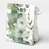 Sage Green Waterverf Peony Wedding Bedankdoosjes (Achterkant)