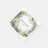 Sage Green Waterverf Peony Wedding Servet (Hoek)