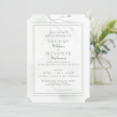 Sage Green Waterverf Pewter Willow Branch Save The Date (Staand voorkant)
