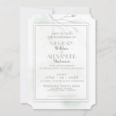 Sage Green Waterverf Pewter Willow Branch Save The Date (Voorkant)