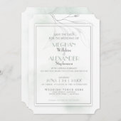 Sage Green Waterverf Pewter Willow Branch Save The Date (Voorkant / Achterkant)