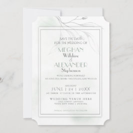 Sage Green Waterverf Pewter Willow Branch Save The Date