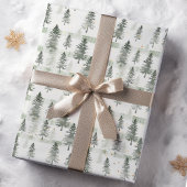Sage Green Waterverf Pine Trees Wrapping Paper | Cadeaupapier