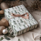 Sage Green Waterverf Pine Trees Wrapping Paper | Cadeaupapier