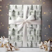 Sage Green Waterverf Pine Trees Wrapping Paper | Cadeaupapier