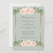 Sage Green Waterverf Romantic Floral Wedding Kaart (Voorkant)