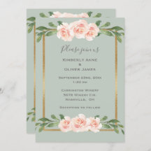 Sage Green Waterverf Romantic Floral Wedding