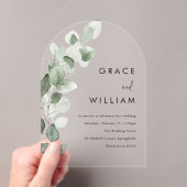 Sage Green Waterverf verlaat moderne bruiloft Acryl Uitnodigingen (Insitu (Draagbaar))