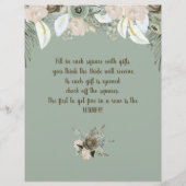 Sage Green Waterverf Vrijgezellenfeest Bingo Flyer (Achterkant)