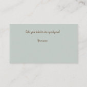 Sage Green Waterverf Vrijgezellenfeest Raffle Tick Informatiekaartje (Achterkant)