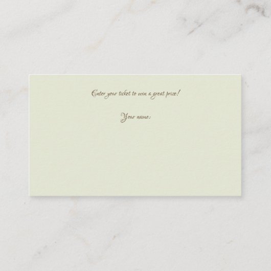 Sage Green Waterverf Vrijgezellenfeest Raffle Tick Informatiekaartje (Achterkant)