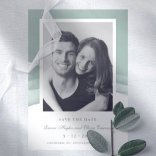 Sage Green Waterverf Wedding Save the Date Kaart