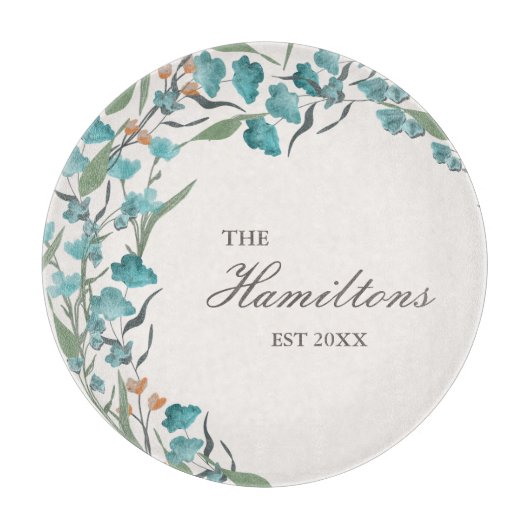 Sage Green Waterverf Wilde bloem Vastgesteld Snijplank (Voorkant)