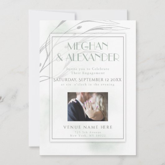 Sage Green Waterverf Willow Branch Photo Lijst Kaart (Voorkant)