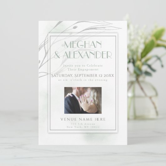 Sage Green Waterverf Willow Branch Photo Lijst Kaart (Staand voorkant)