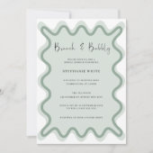Sage Green Wavy Border Brunch en Bubble Kaart (Voorkant)