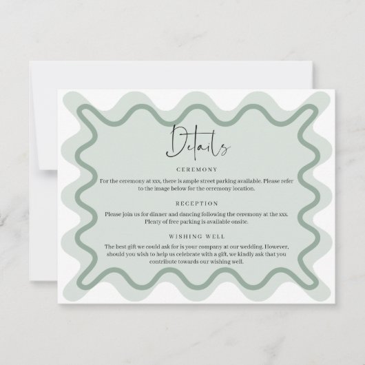Sage Green Wavy Border Details Behuizing Kaart (Voorkant)