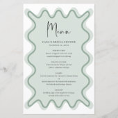 Sage Green Wavy Border menukaart (Voorkant)