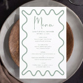 Sage Green Wavy Border menukaart met naam
