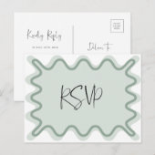 Sage Green Wavy Border RSVP-Briefkaart Briefkaart (Voorkant / Achterkant)