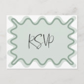 Sage Green Wavy Border RSVP-Briefkaart Briefkaart (Voorkant)