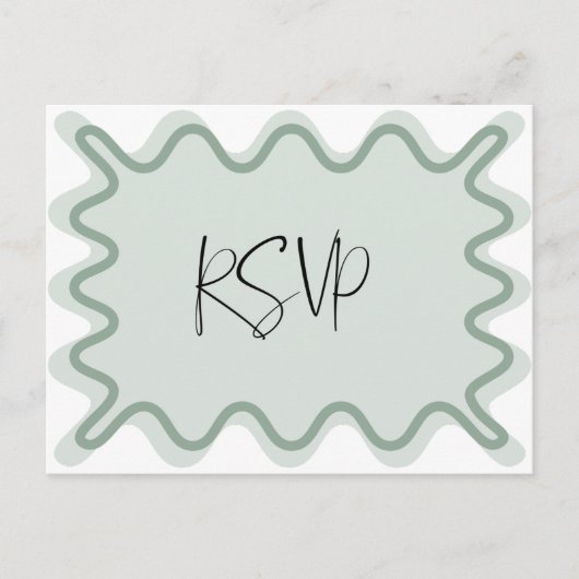 Sage Green Wavy Border RSVP-Briefkaart Briefkaart (Voorkant)