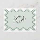 Sage Green Wavy Border RSVP-kaart Informatiekaartje (Achterkant)